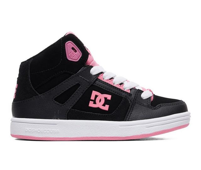 Girls' DC Little Kid & Big Kid Pure High-Top Skate Shoes in Black/Pink color