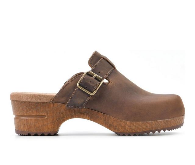 Women's White Mountain BeHold Clogs in Brown Leather color