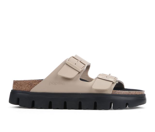 Women's Birkenstock Arizona Chunky Platform Footbed Sandals in Sandcastle Blk color
