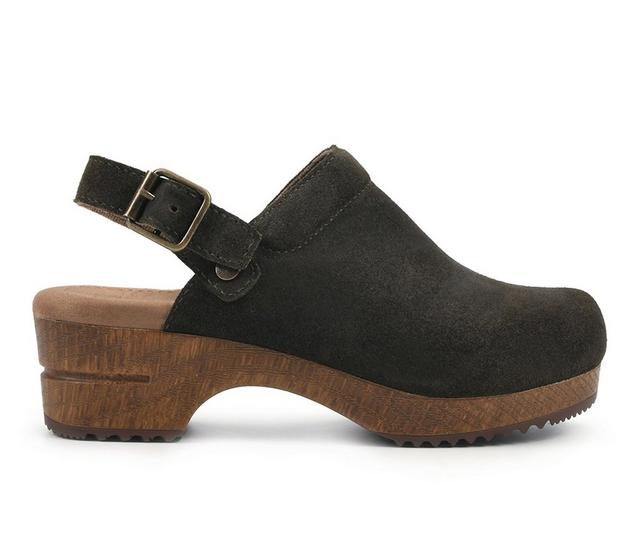 Women's White Mountain Being Clogs in Olive Suede color