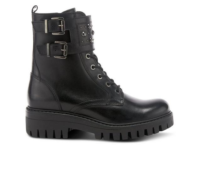 Women's SPRING STEP Jetta Combat Boots in Black color