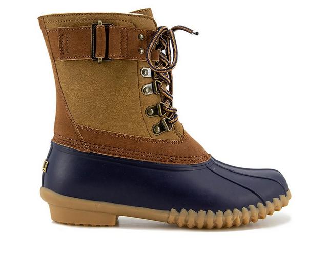 Women's JBU Windsor Waterproof Duck Boots in Navy/Tan color