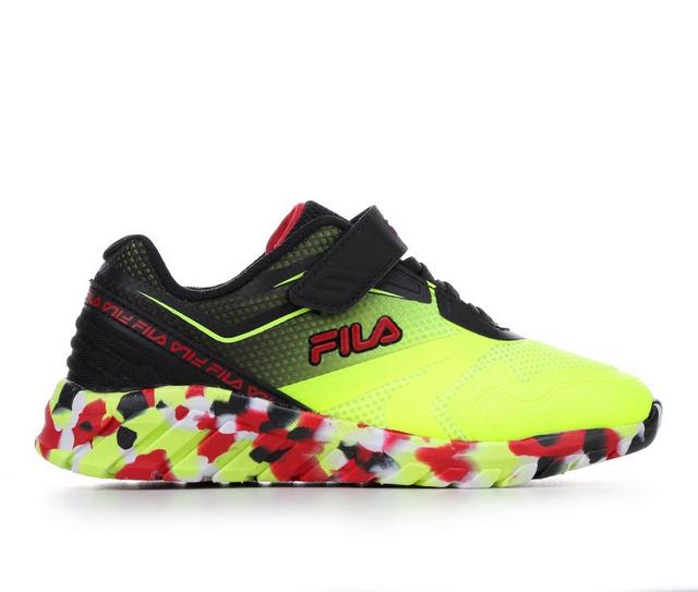 Boys' Fila Little Kid & Big Kid Galaxia 4 Strap Mashup Running Shoes in Yellow/Blk/Red color