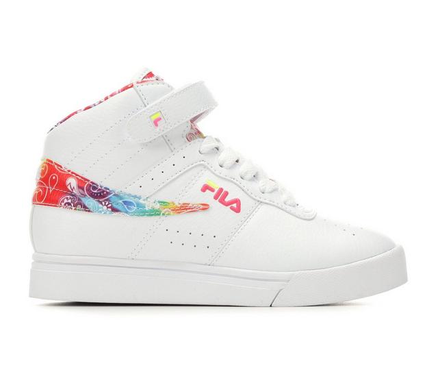 Girls' Fila Little Kid & Big Kid Vulc 13 Rogue Tie-Dye High-Top Sneakers in Wh/Mlti/Paisley color