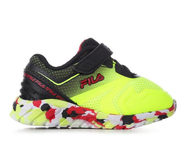 Boys' Fila Toddler Galaxia 4 Strap Mashup Running Shoes in Yellow/Blk/Red color