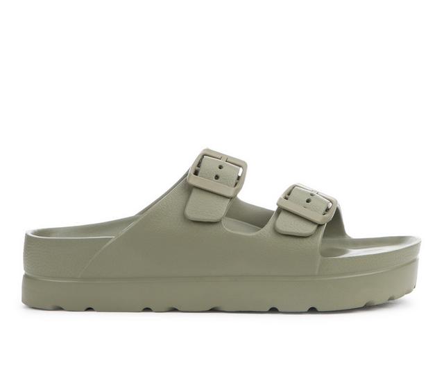 Women's MIA Kiana Platform Footbed Sandals in Spring Khaki color