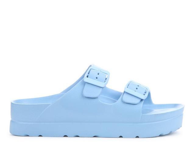 Women's MIA Kiana Platform Footbed Sandals in Lt Blue color