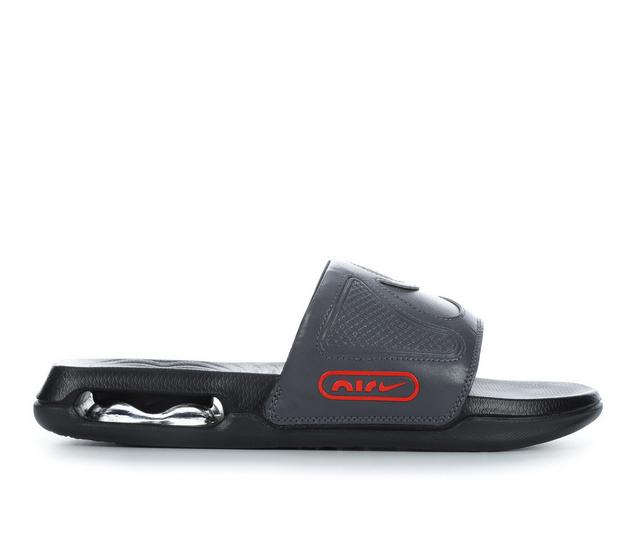 Men's Nike Air Max Cirro Sport Slides in Dk Smoke/Red color