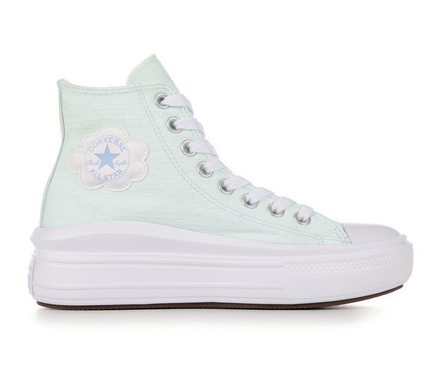 Girls' Converse Big Kid Chuck Taylor All Star Move Hi Platform Sneakers in Aqua/Blue/White color