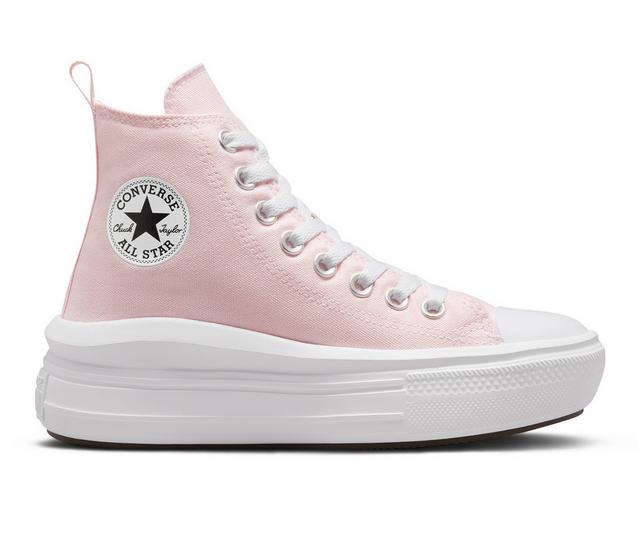 Girls' Converse Big Kid Chuck Taylor All Star Move Hi Platform Sneakers in Pink/White/Blk color