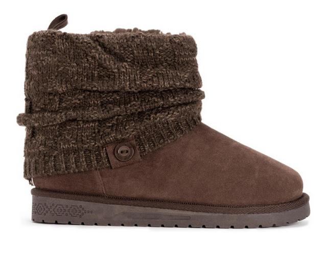 Women's Essentials by MUK LUKS Laurel Water Resistant Winter Boots in Brown Java color