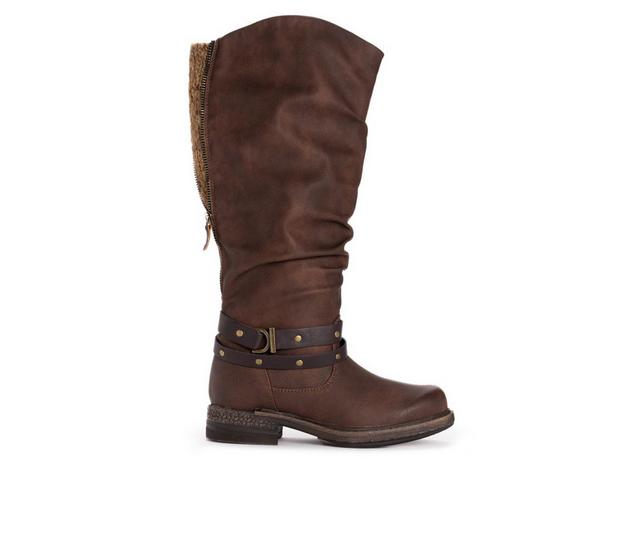 Women's MUK LUKS Logger Victoria Knee High Boots in Brown color