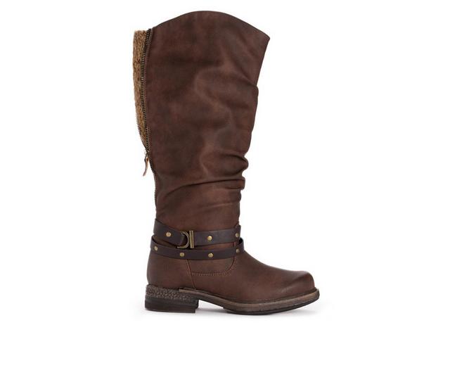 Women's MUK LUKS Logger Victoria Knee High Boots in Brown color