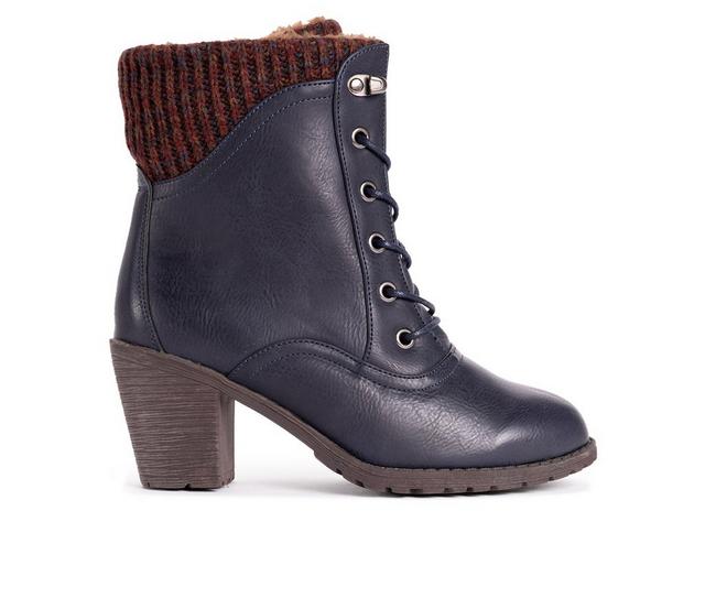 Women's LUKEES by MUK LUKS Lacy Lori Fashion Hiking Boots in Navy color