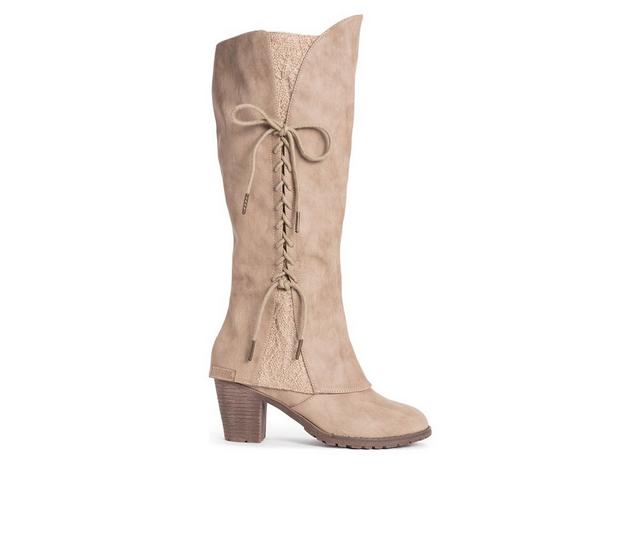 Women's MUK LUKS Lacy Leo Knee High Boots in Stone color