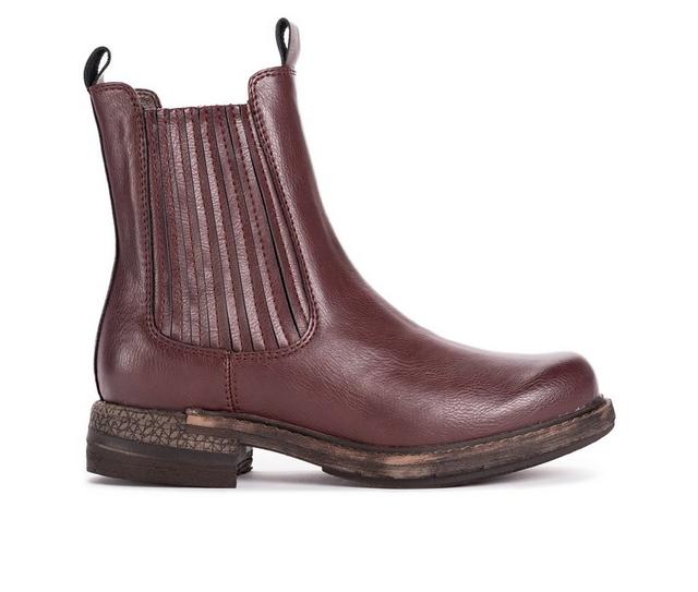 Women's MUK LUKS Spike Madison Chelsea Boots in Bordeaux color