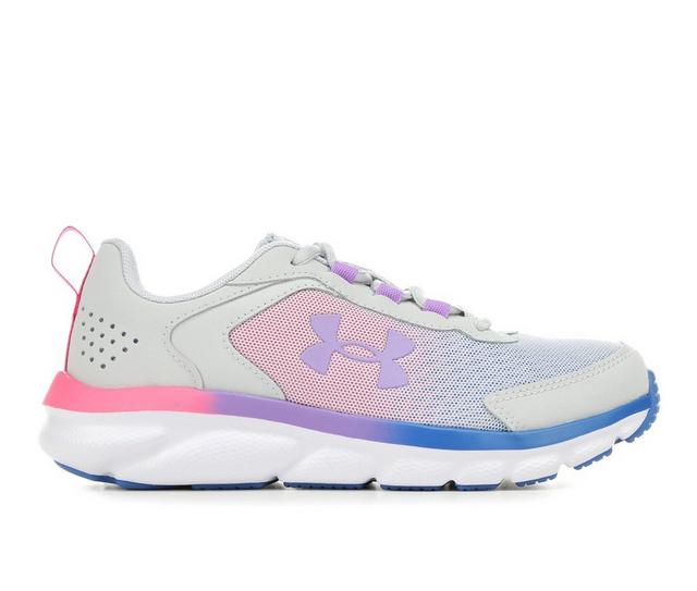 Girls' Under Armour Big Kid Assert 9 Wide Running Shoes in Grey/Wht/Lilac color