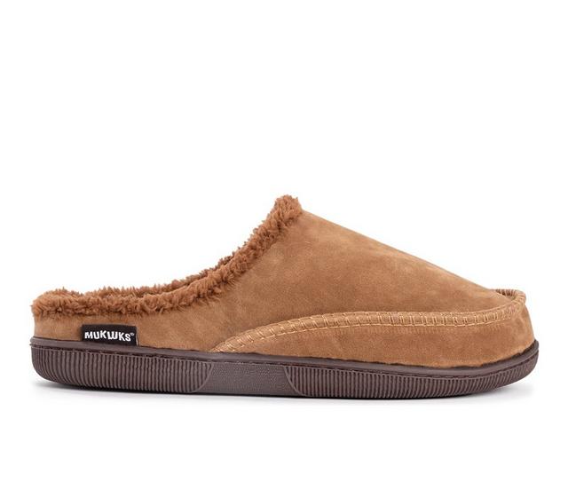 MUK LUKS Men's Faux Suede Clog Slippers in Camel color