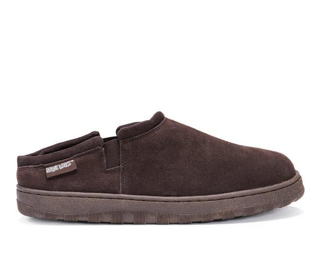 MUK LUKS Men's Matt Printed Berber Suede Clog Slippers in Chocolate color