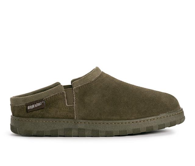 MUK LUKS Men's Matt Printed Berber Suede Clog Slippers in Olive color