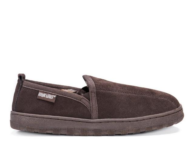 MUK LUKS Eric Printed Berber Suede Slippers in Chocolate color