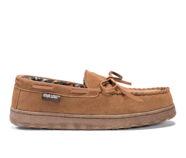 MUK LUKS Men's Paul Printed Berber Suede Moccasins in Tan color