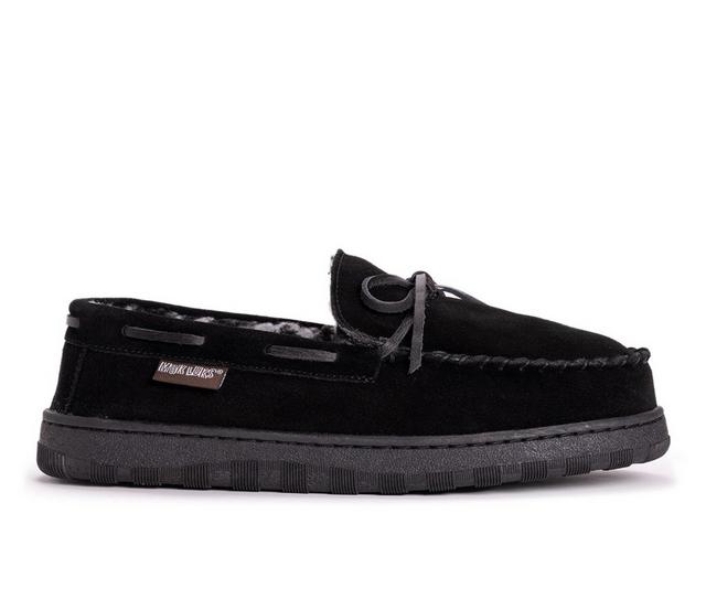 MUK LUKS Men's Paul Printed Berber Suede Moccasins in Black color