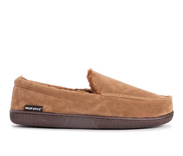MUK LUKS Faux Suede Moccasin Slippers in Camel color