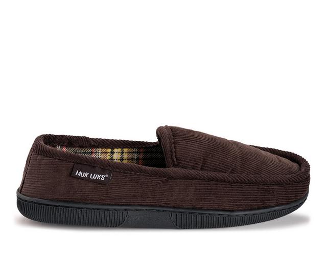 MUK LUKS Cordurory Moccasin with Flannel Lining Slippers in Brown color