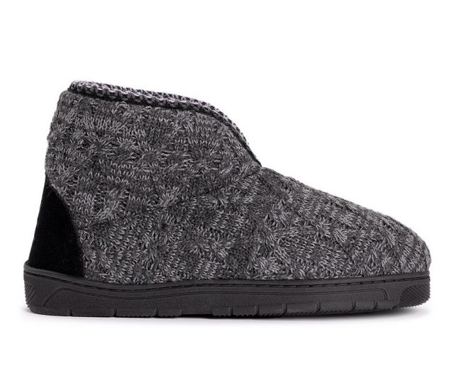 MUK LUKS Men's Mark Bootie Slippers in Grey Marl color