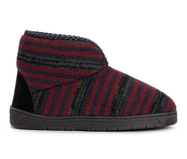 MUK LUKS Men's Mark Bootie Slippers in Ebony/Chianti color