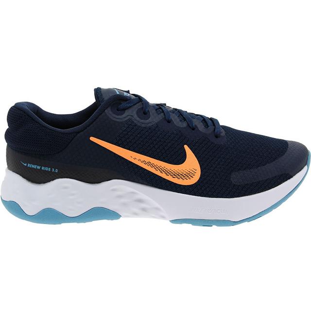 Men's Nike Renew Ride 3 Running Shoes in Black/Org/White color