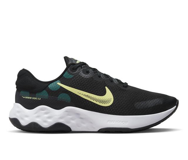 Men's Nike Renew Ride 3 Running Shoes in Black/Lemon/Wht color