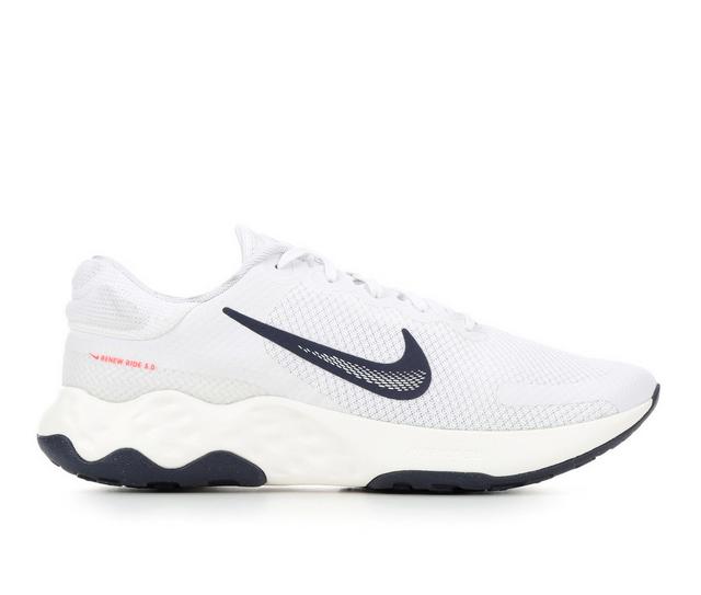 Men's Nike Renew Ride 3 Running Shoes in White/Red color