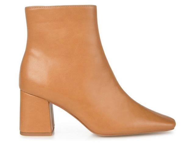 Women's Journee Collection Haylinn Block Heel Booties in Tan color