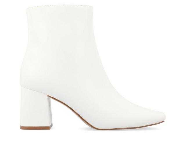 Women's Journee Collection Haylinn Block Heel Booties in Matte White color