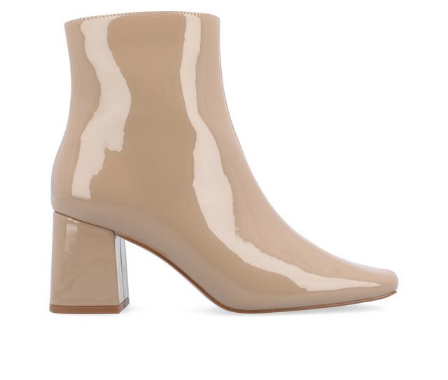 Women's Journee Collection Haylinn Block Heel Booties in Taupe PU color