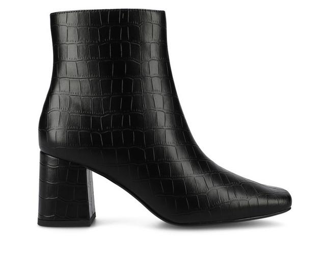 Women's Journee Collection Haylinn Block Heel Booties in Black Croco color
