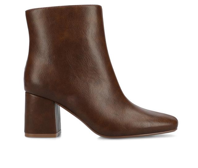 Women's Journee Collection Haylinn Block Heel Booties in Chocolate color