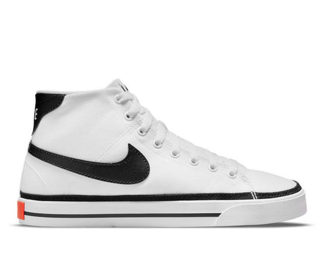 Women's Nike Court Legacy Mid Canvas Sneakers in White/Black color