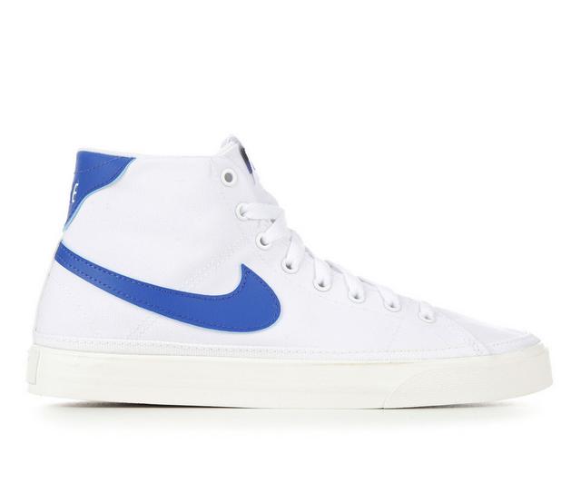 Women's Nike Court Legacy Mid Canvas Sneakers in White/Blue 102 color