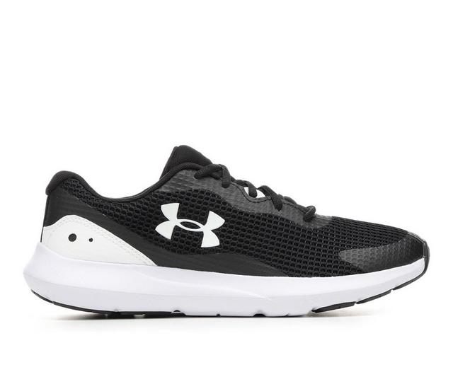 Men's Under Armour Surge 3 Running Shoes in Black/White color