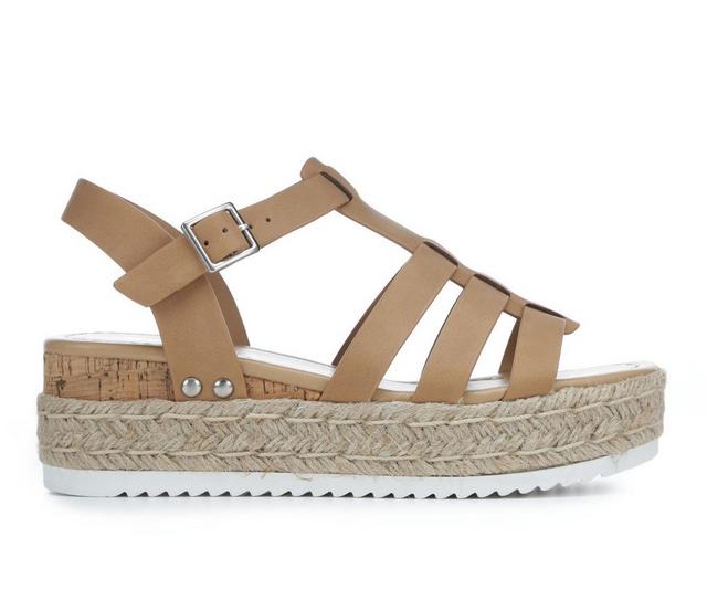 Women's Soda Trader Espadrille Wedge Sandals in Coffee Matte color