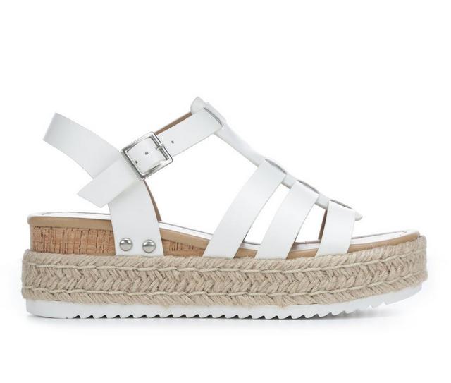 Women's Soda Trader Espadrille Wedge Sandals in White color