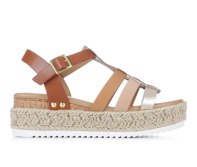 Women's Soda Trader Espadrille Wedge Sandals in Gold Multi color