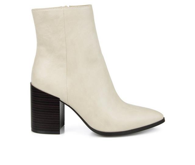 Women's Journee Collection Kathie Block Heel Booties in Off White color