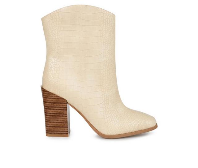 Women's Journee Collection Brekinn Western Boots in Ivory color