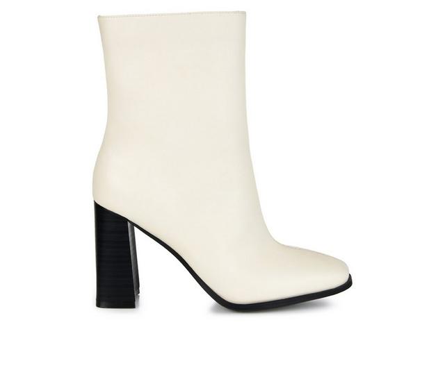 Women's Journee Collection January Heeled Booties in Ivory color