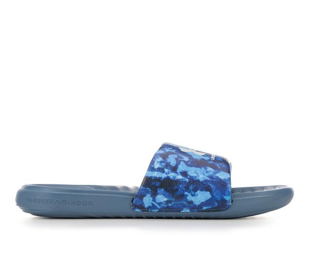 Men's Under Armour Ansa Graphic Sport Slides in Water/Blue/Wht color