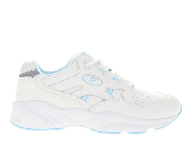 Women's Propet Stability Walker Walking Shoes in Whtie/Lt Blue color